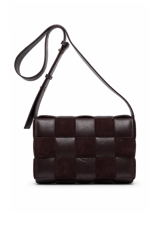 Bolsa Vanessa | Couro e Camurça | Marrom