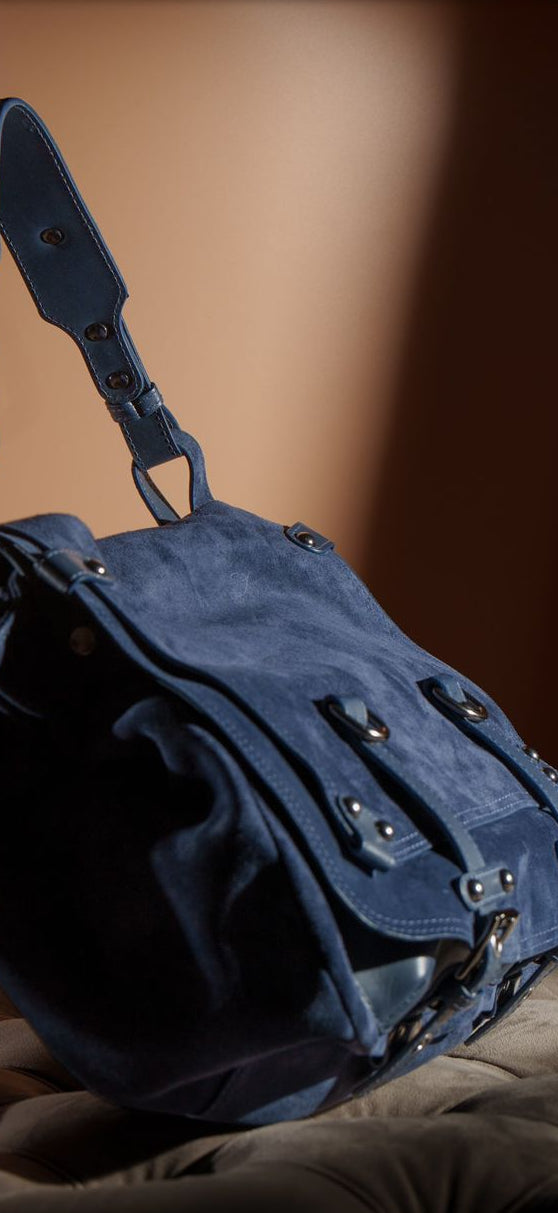Bolsa Liége | Camurça | Azul Marinho