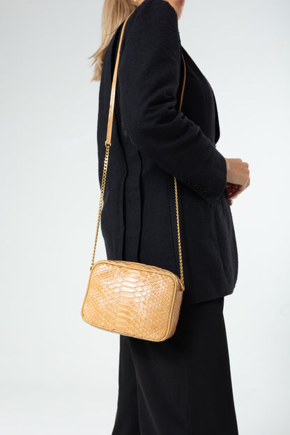 Bolsa Alice P | Couro de Python | Nude