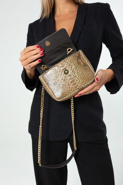 Bolsa Paty | Python Artesanal | Bege