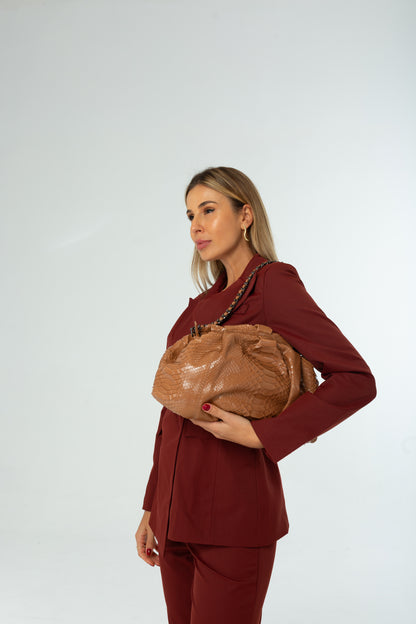 Bolsa Tanara | Couro Camurça | Marrom