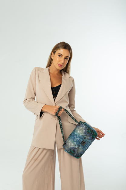 Bolsa Gabi M | Couro de Python Artesanal | Verde