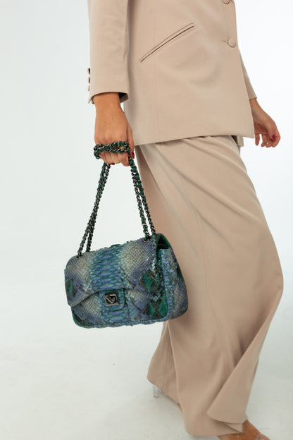 Bolsa Gabi M | Couro de Python Artesanal | Verde