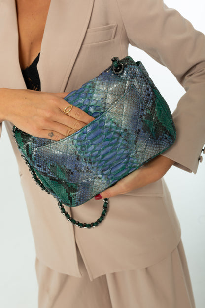 Bolsa Gabi M | Couro de Python Artesanal | Verde