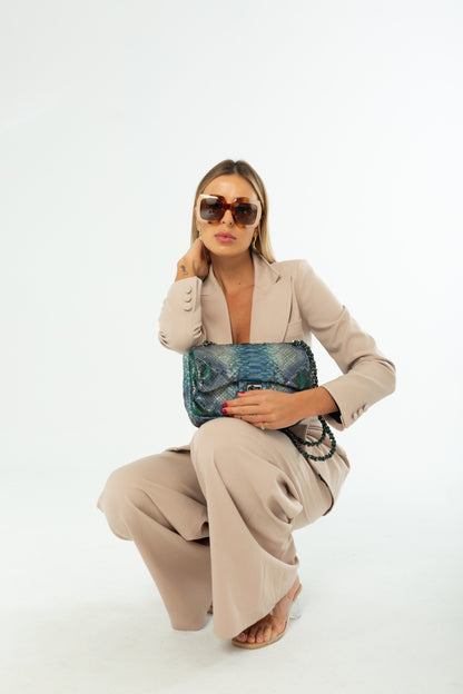 Bolsa Gabi M | Couro de Python Artesanal | Verde