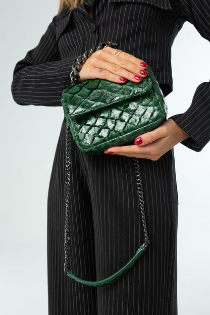 Bolsa Paty | Couro de Pirarucu | Verde