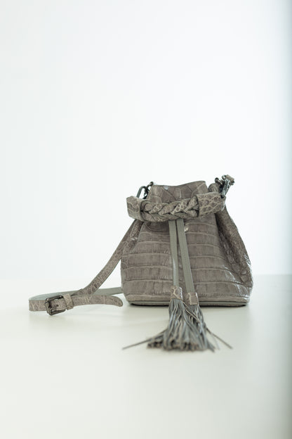 Bolsa Clarissa | Couro de Jacaré | Cinza