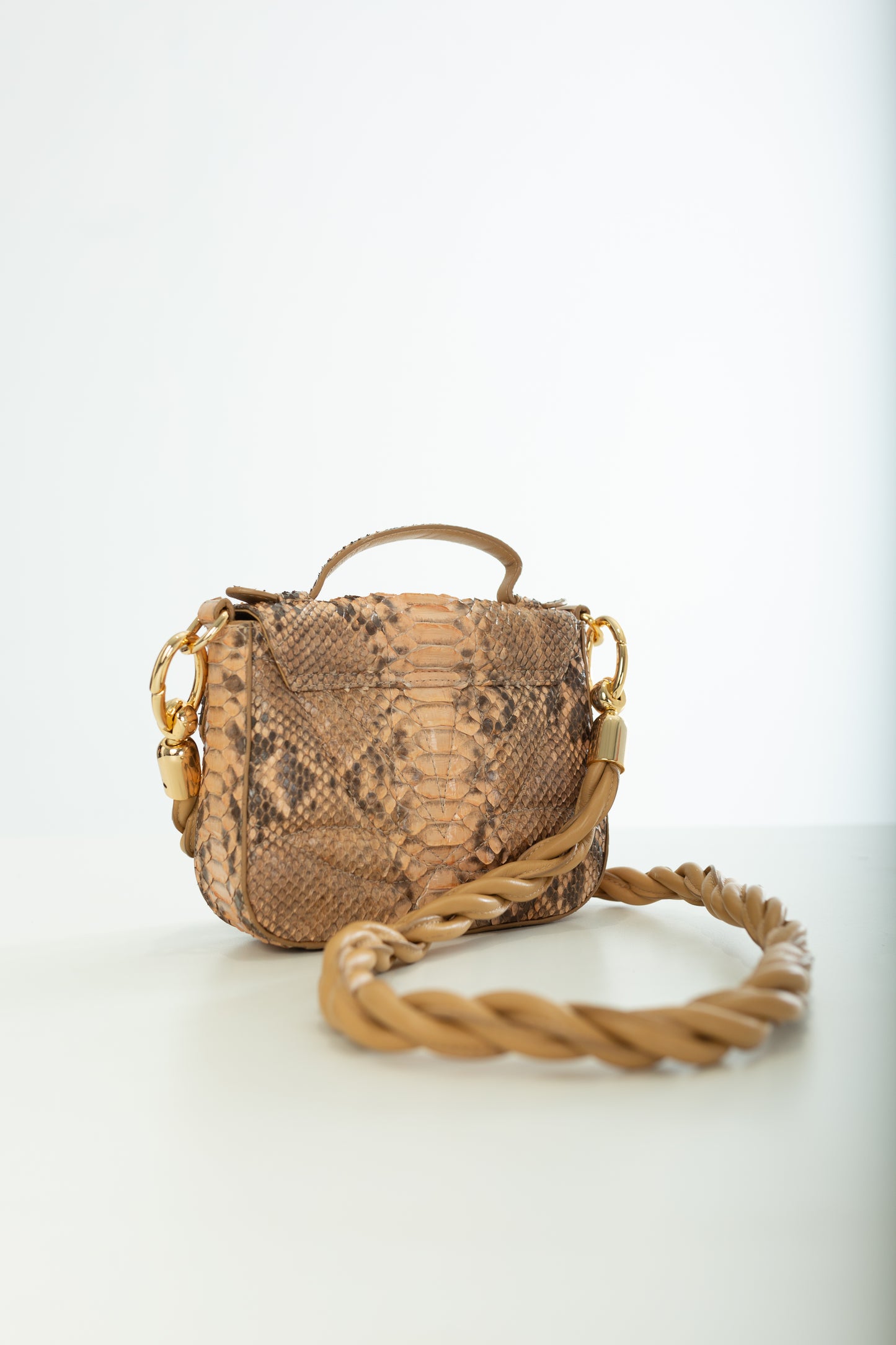 Bolsa Cissa | Couro de Python Artesanal | Bege