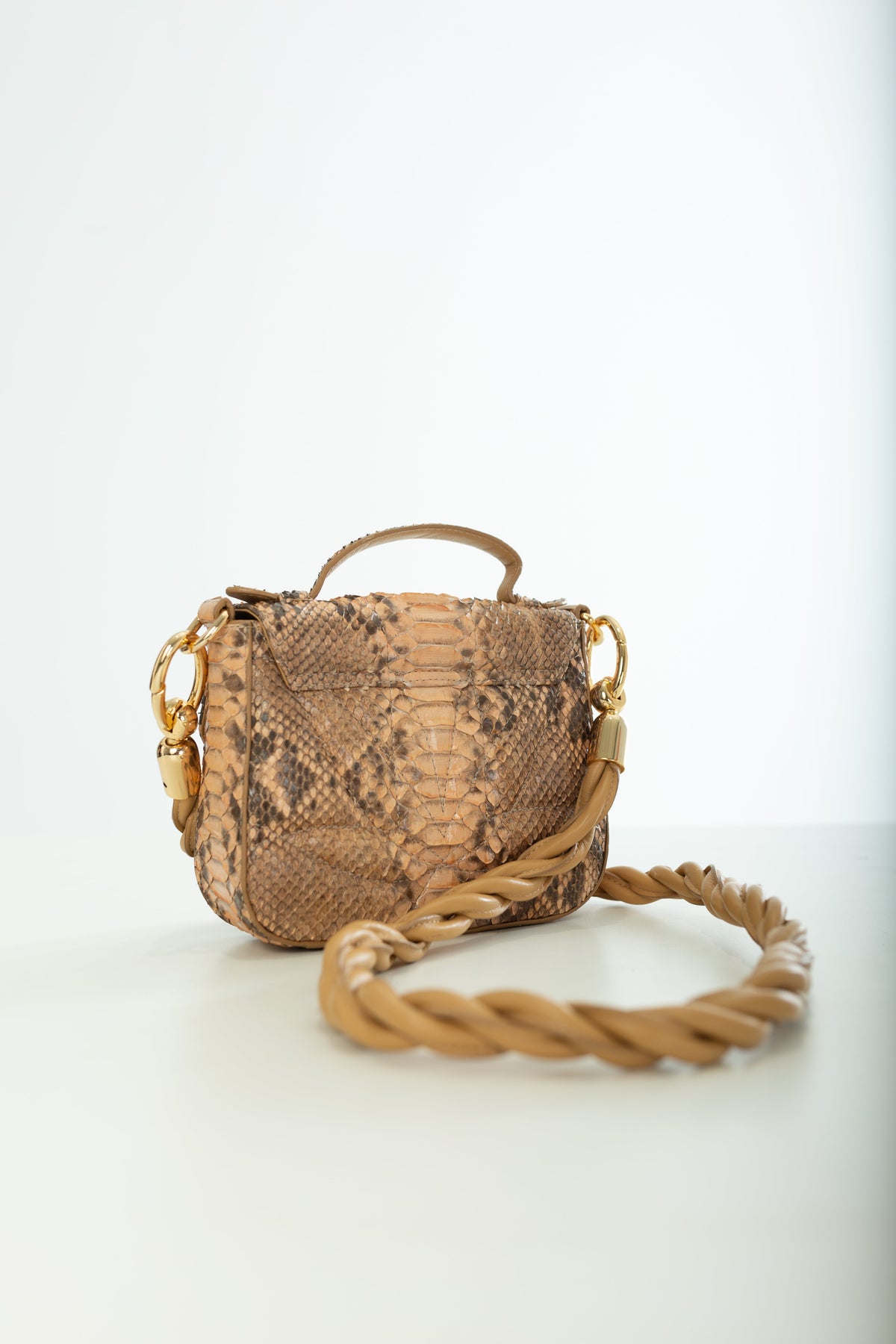 Bolsa Cissa | Couro de Python Artesanal | Bege