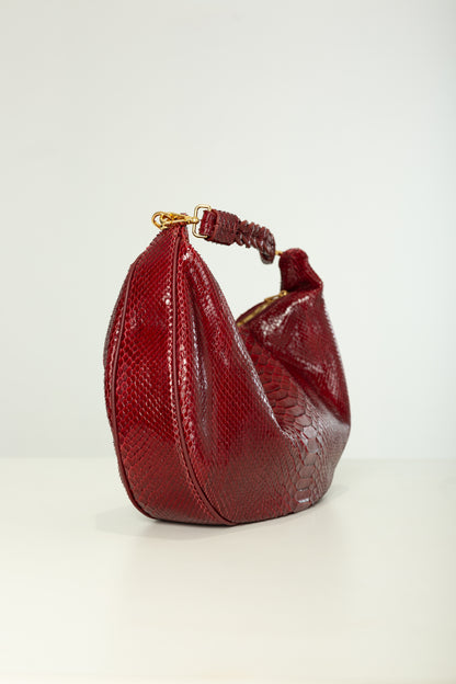 Bolsa Marcela M | Couro de Python | Vermelha