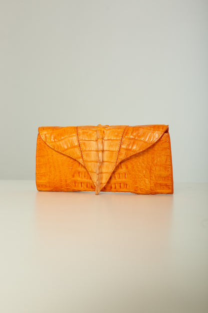 Clutch Clara | Couro de Jacaré | Laranja