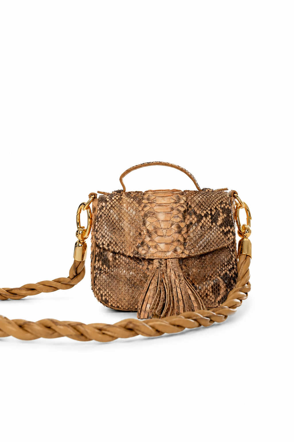 Bolsa Cissa | Couro de Python Artesanal | Bege