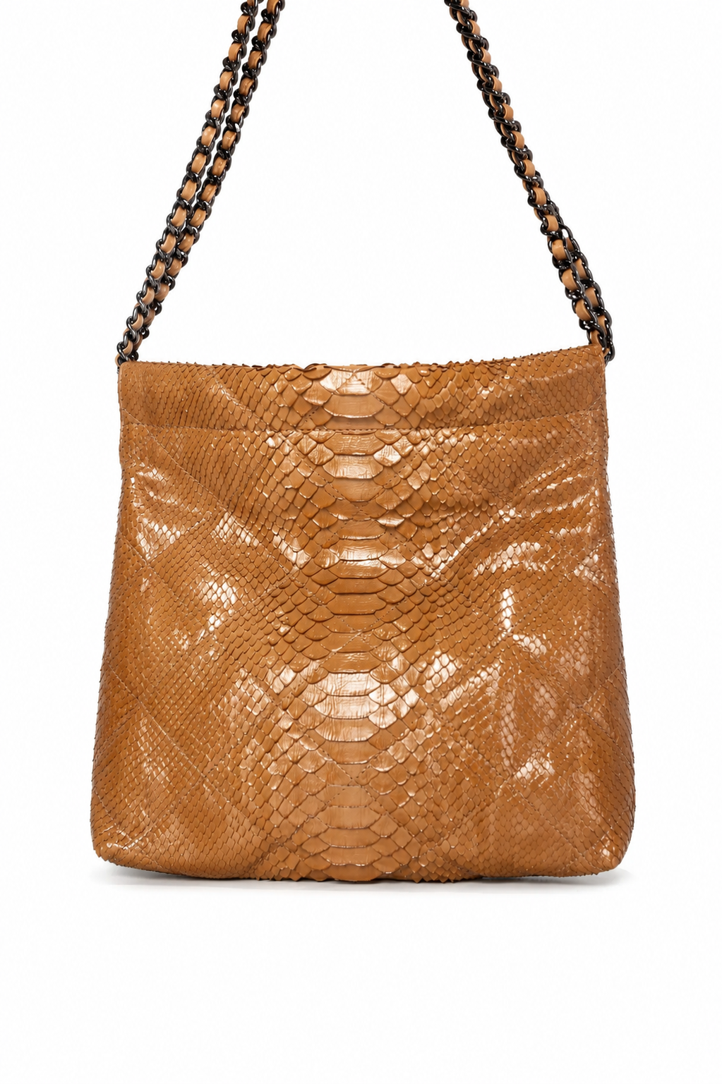 Bolsa Paula | Couro de Python | Caramelo