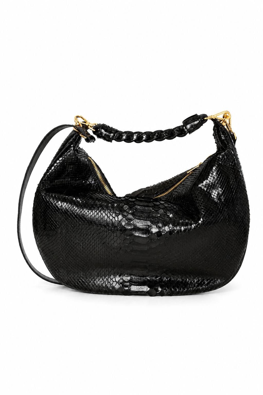 Bolsa Marcela M | Couro de Python | Preta