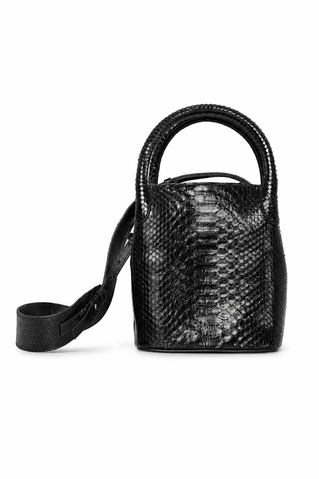 Bolsa Teca | Couro de Python | Preta